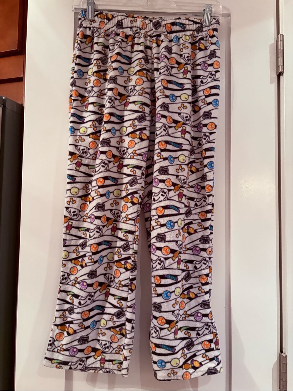 Cat & Jack White Fleece Pajama Pants with Colorful Dot & Stripe Print